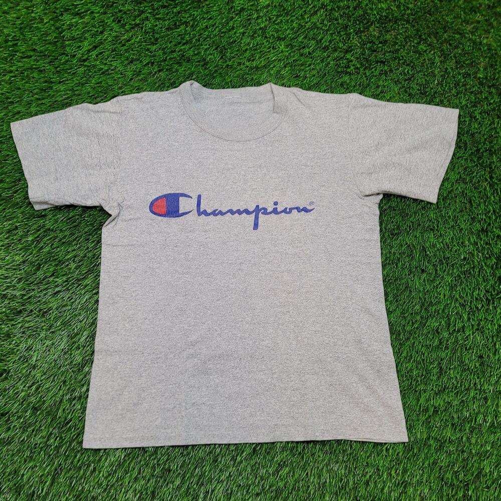 Vintage 80s Champion Script Logo T-Shirt Womens M/L Cropped Baby Tee